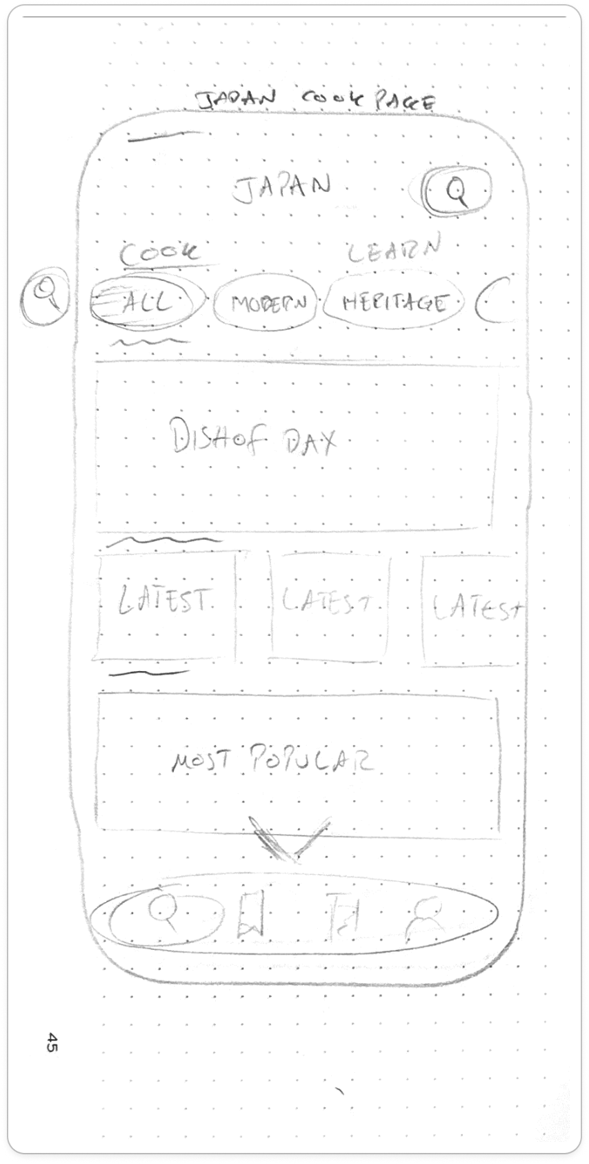 Wireframe: recipe discovery screen